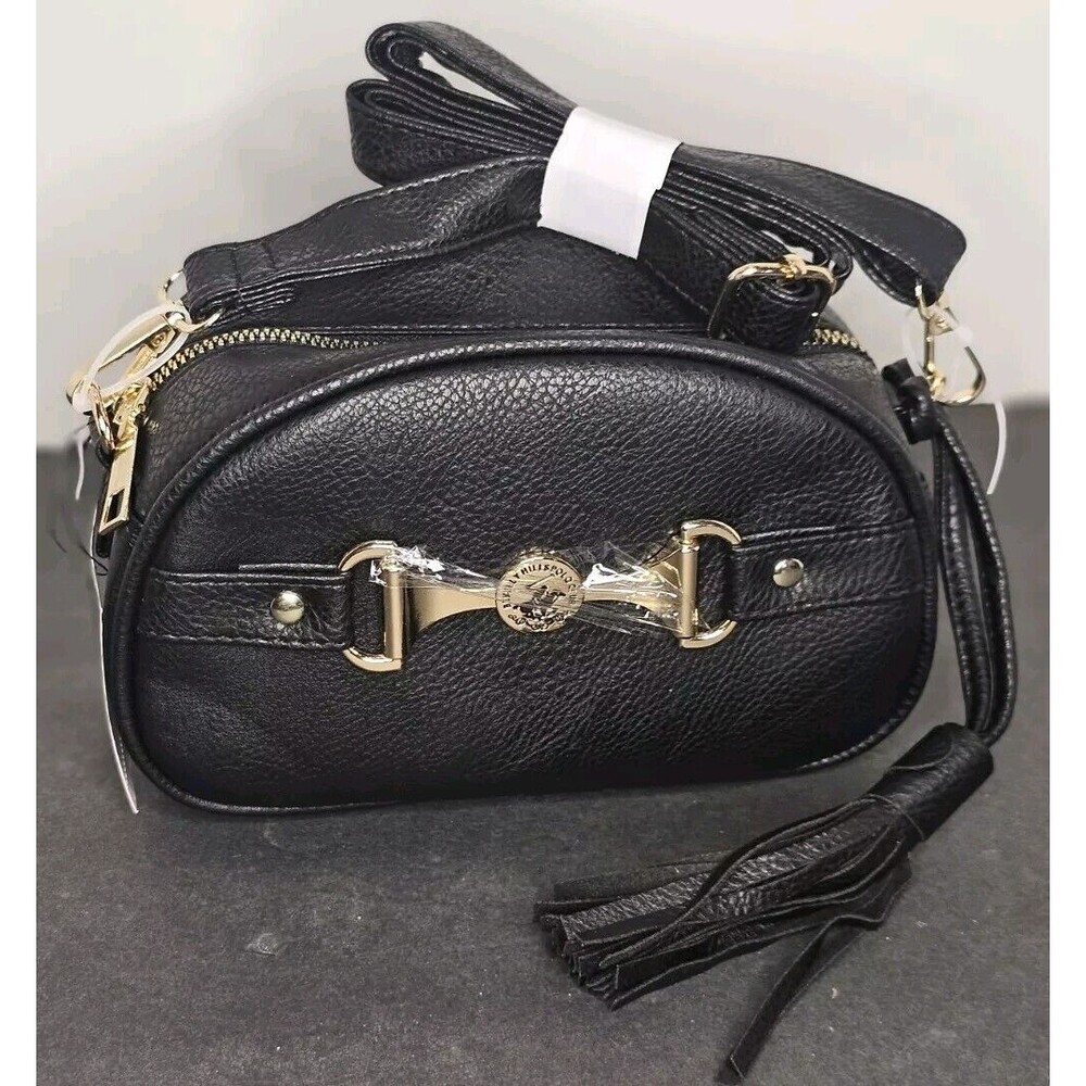 Beverly Hills Polo Club BHPC Black Vegan Leather Crossbody Purse